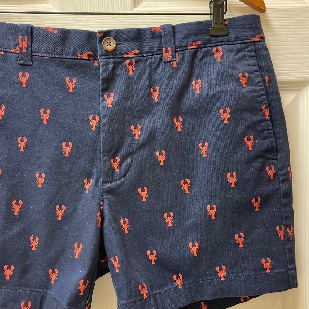 J.Crew‎ Mercantile Men's Sz 33 Navy Flex Shorts 5" Inseam Lobster Print NWOT